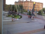 The street, tram lines, and some random people.