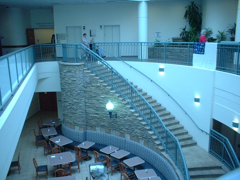 Here's some hospital pics! This is the central atrium with the cafeteria.