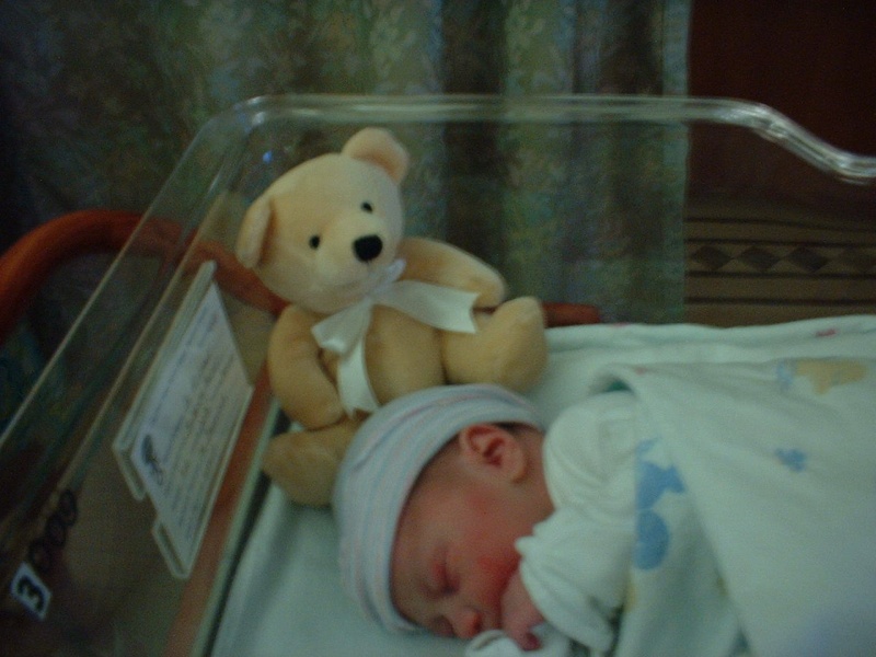 His uncle Matt bought him his first Teddy Bear.